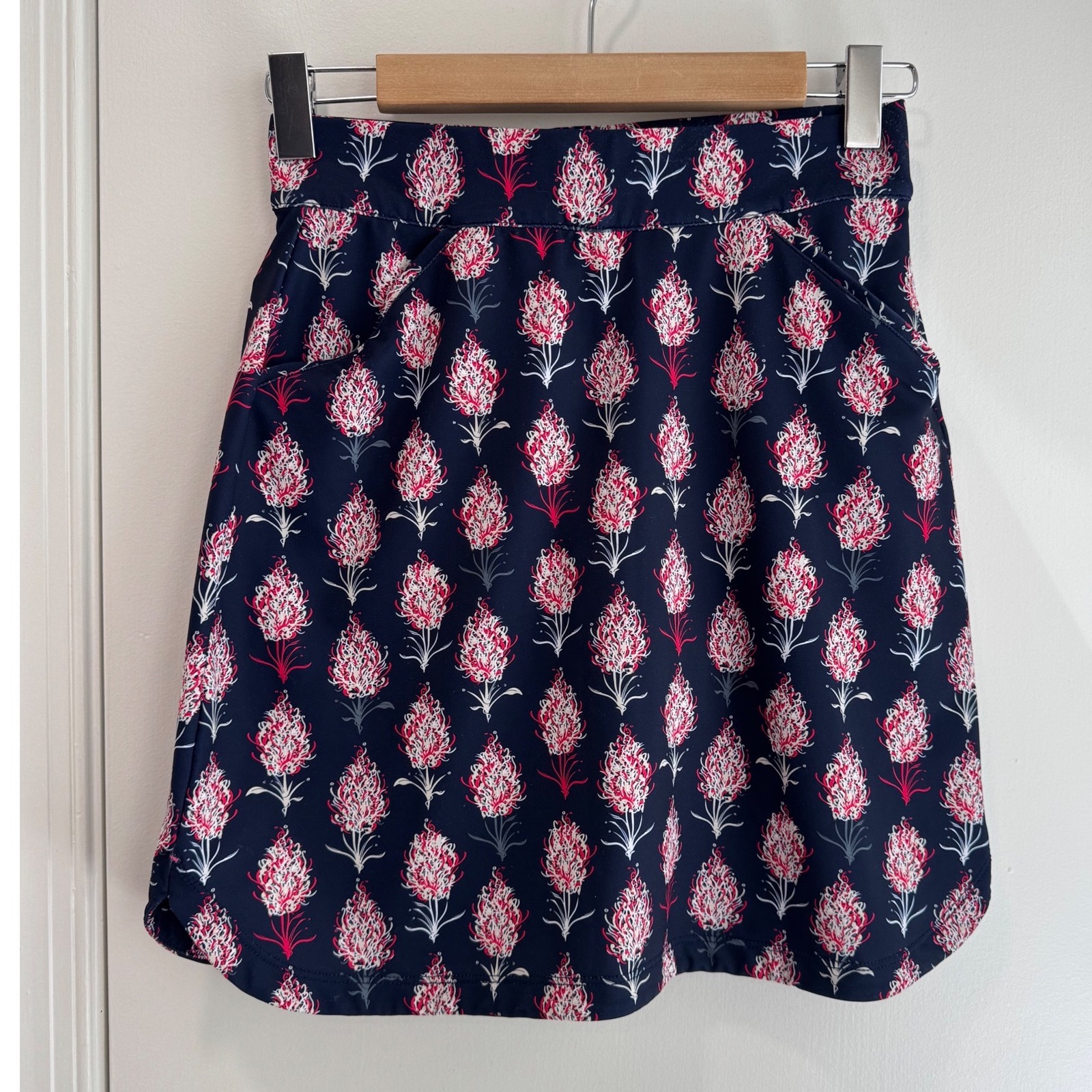 Peter Millar Womens Navy Pink Floral Protea Performance Golf Tennis Skort Xs